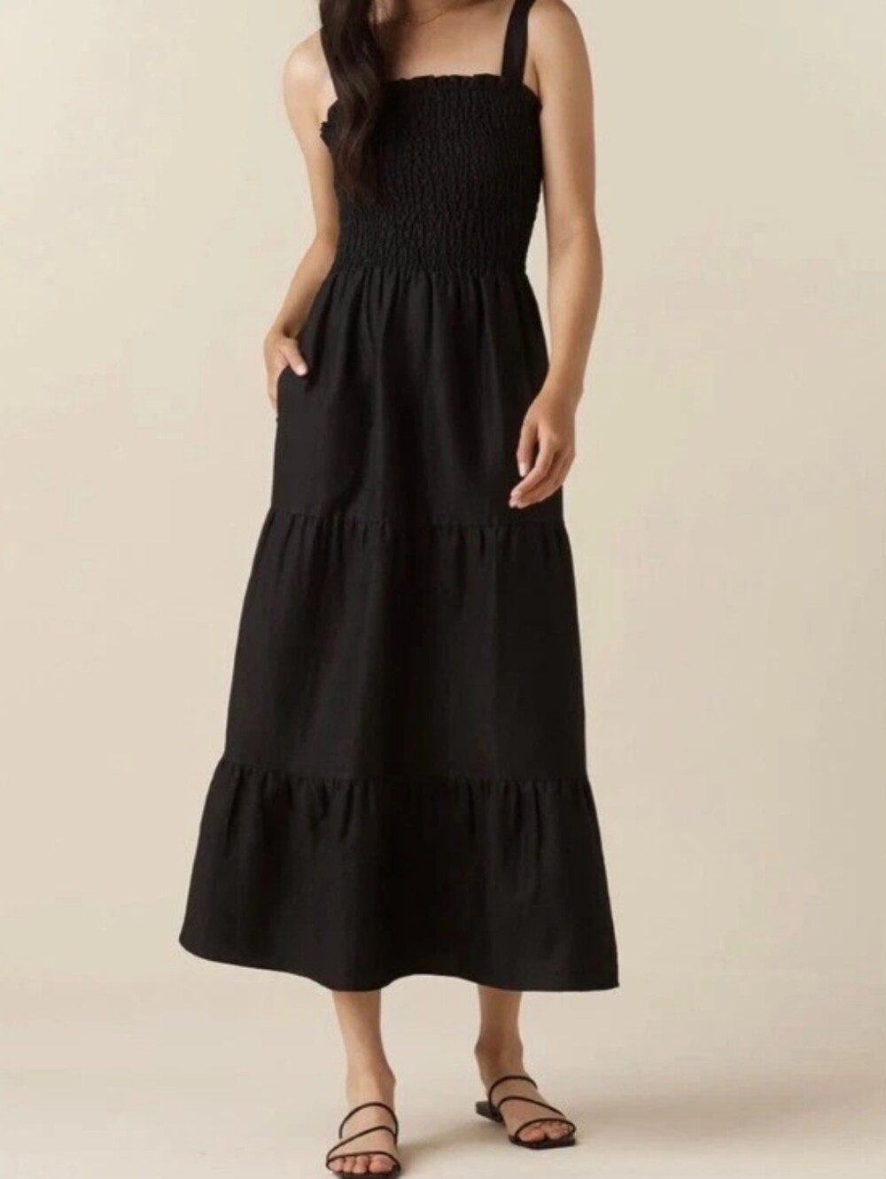 Vetta Capsule Black Tiered Dress Sz S